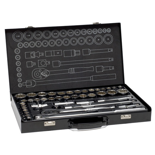 43Pce 1/2" Drive 3/8" - 1-1/4" Imperial & 8-32mm Metric Socket Set 7000 by Typhoon Tools