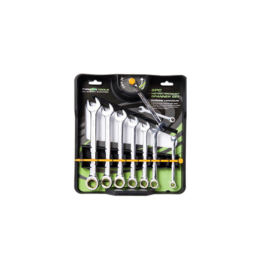 8Pce Metric Ratchet Spanner Set 70021 by Typhoon Tools