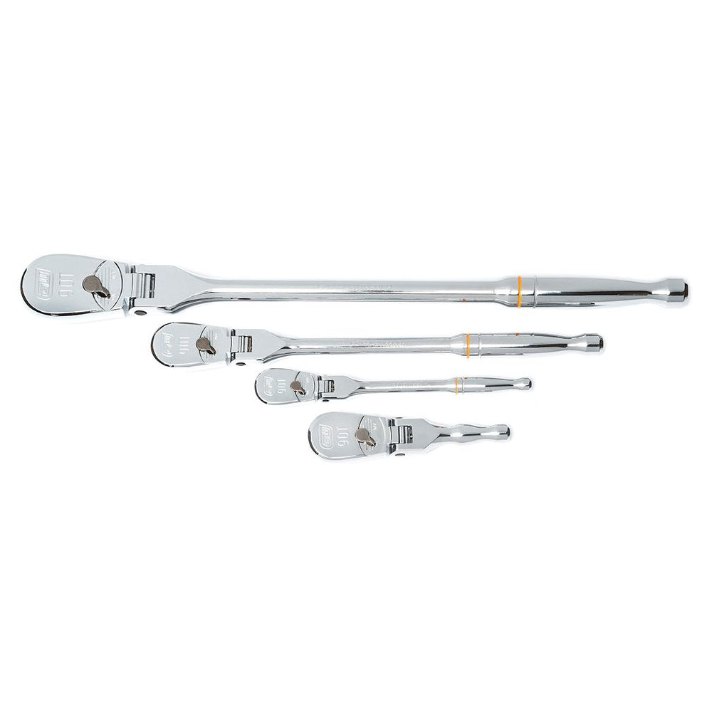 4Pce 1/4" & 3/8" & 1/2" Drive 90 Tooth Flex Head Teardrop Ratchet Set 81230T by Gearwrench