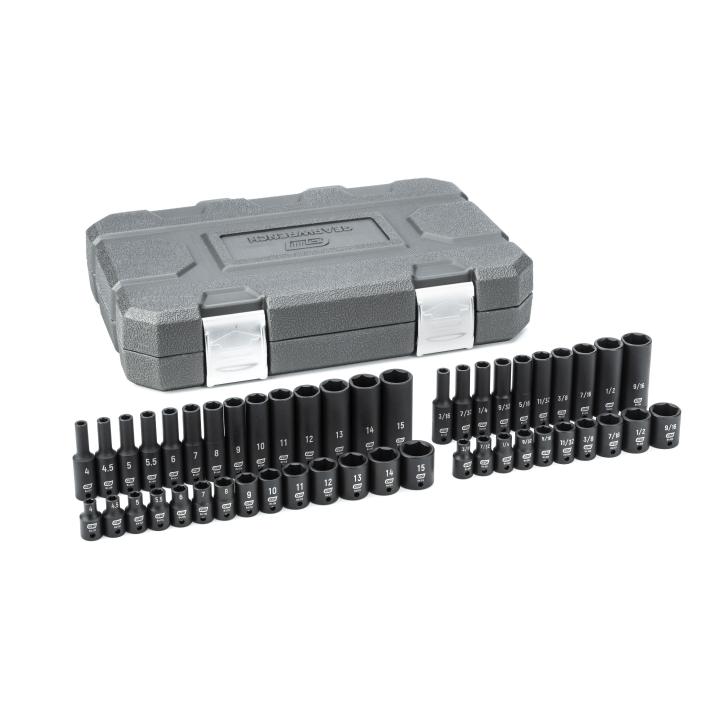 48 Pc 1/4” Drive 6 Point Standard & Deep Impact Metric & SAE Socket Set 84902 by Gearwrench