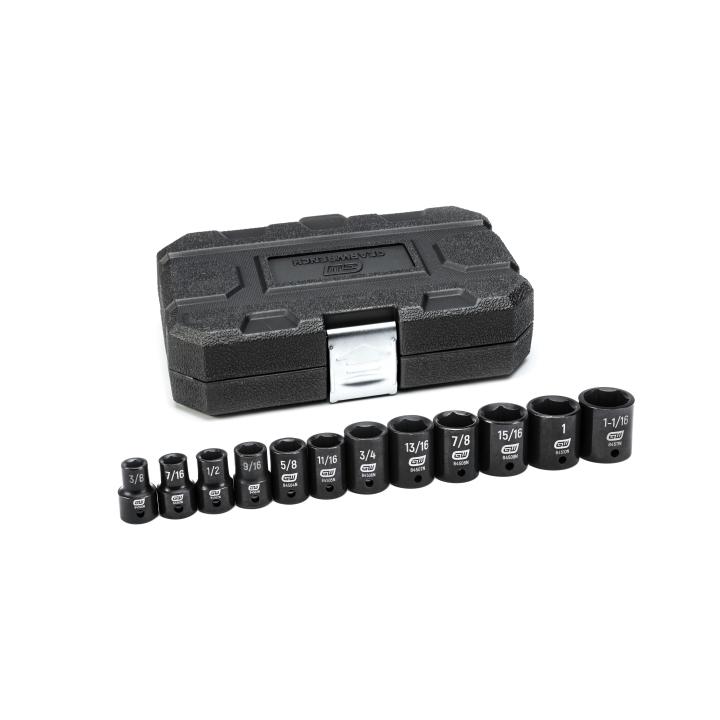 12 Pc 1/2” Drive 6 Point Standard Impact SAE Socket Set 84931N by Gearwrench