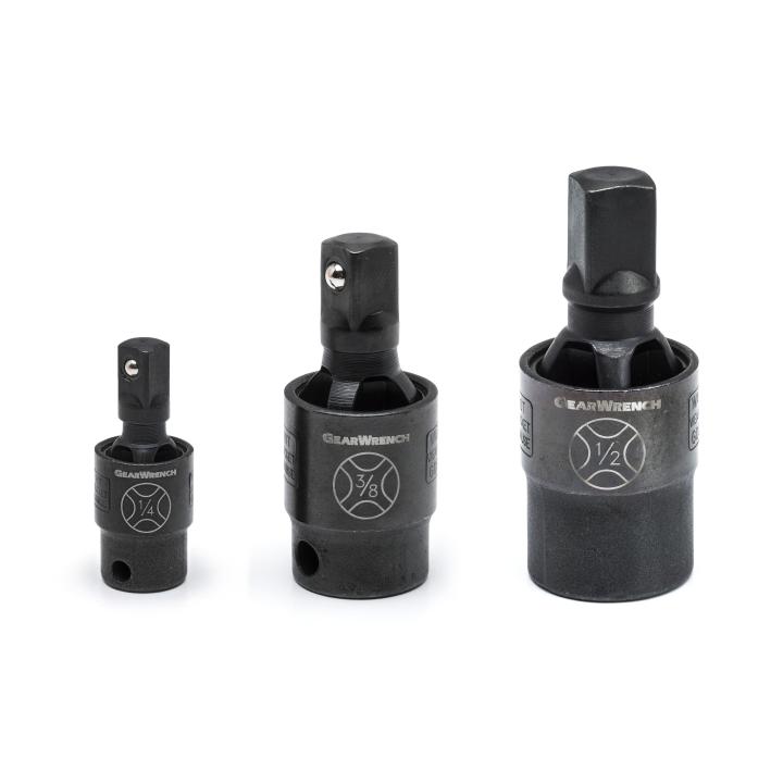 3 Pc 1/4", 3/8" & 1/2" Drive X-Core™ Pinless Impact Universal Joint Set 84960 by Gearwrench