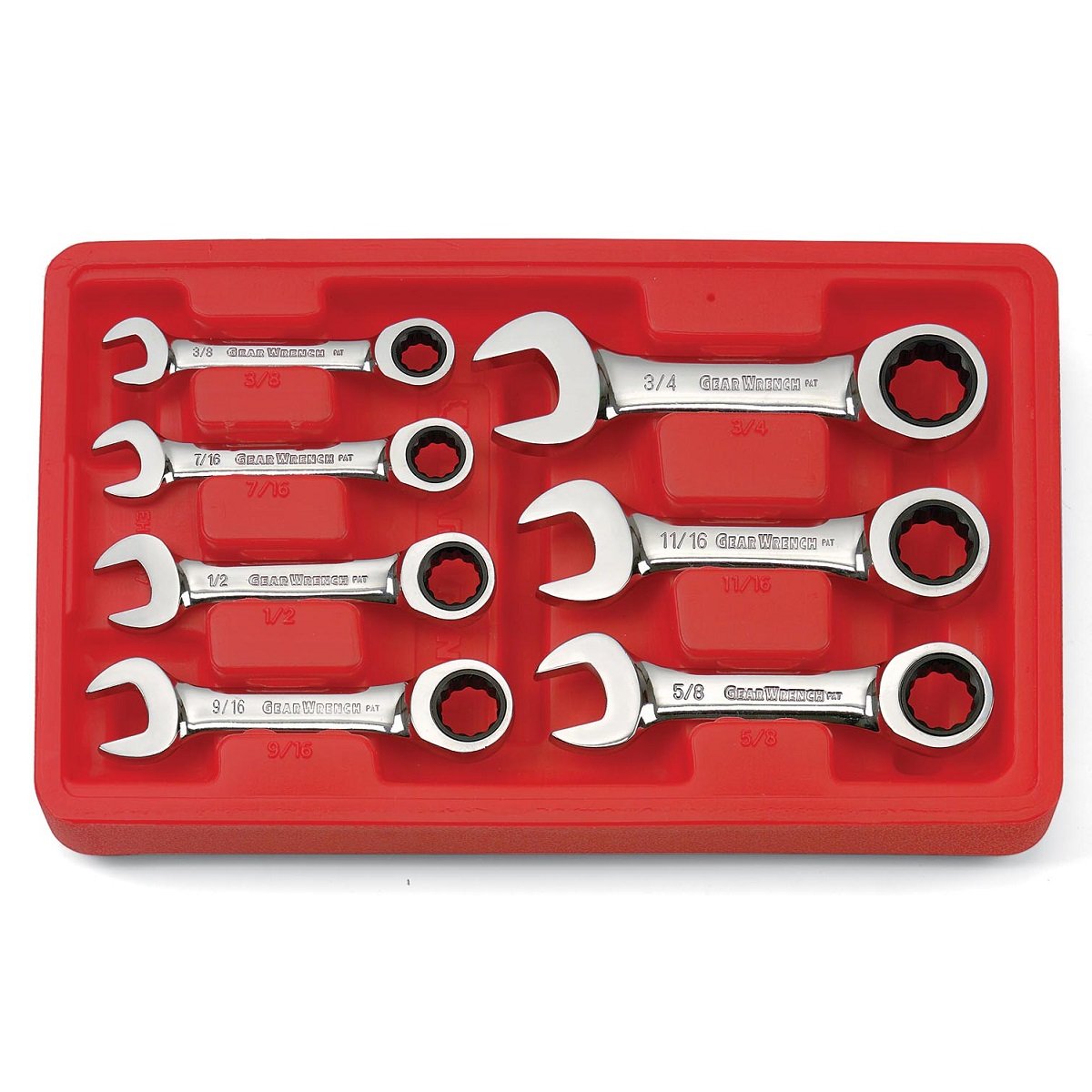 7Pce 12Point GearBox Stubby Ratcheting Combination Sae Wrench Set 9507D by Gearwrench
