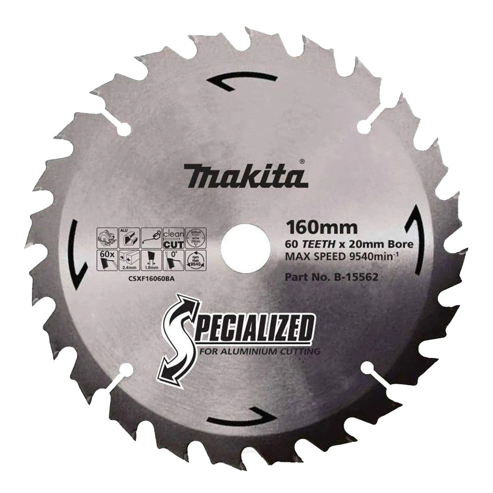 160mm x 20mm x 60T TCT Aluminium Cut Elite Specialized Saw Blade B-15562 by Makita