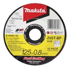 10Pce 125mm x 0.8mm x 22.23mm Elite Inox Metal Cutting Discs B-46981-10 by Makita