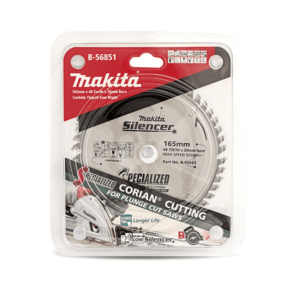 165mm x 20mm x 48T Plunge Saw Blade suit Corian Cutting B-56851 by Makita