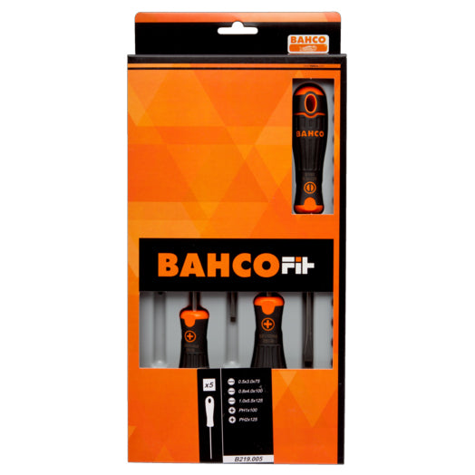 5Pce Phillips & Slotted Screwdriver Set B219.005 by Bahco