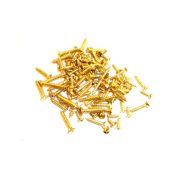 100Pce 10mm x 1.7mm Brass Plated Wood Screws with Countersunk Phillips Head BS11A