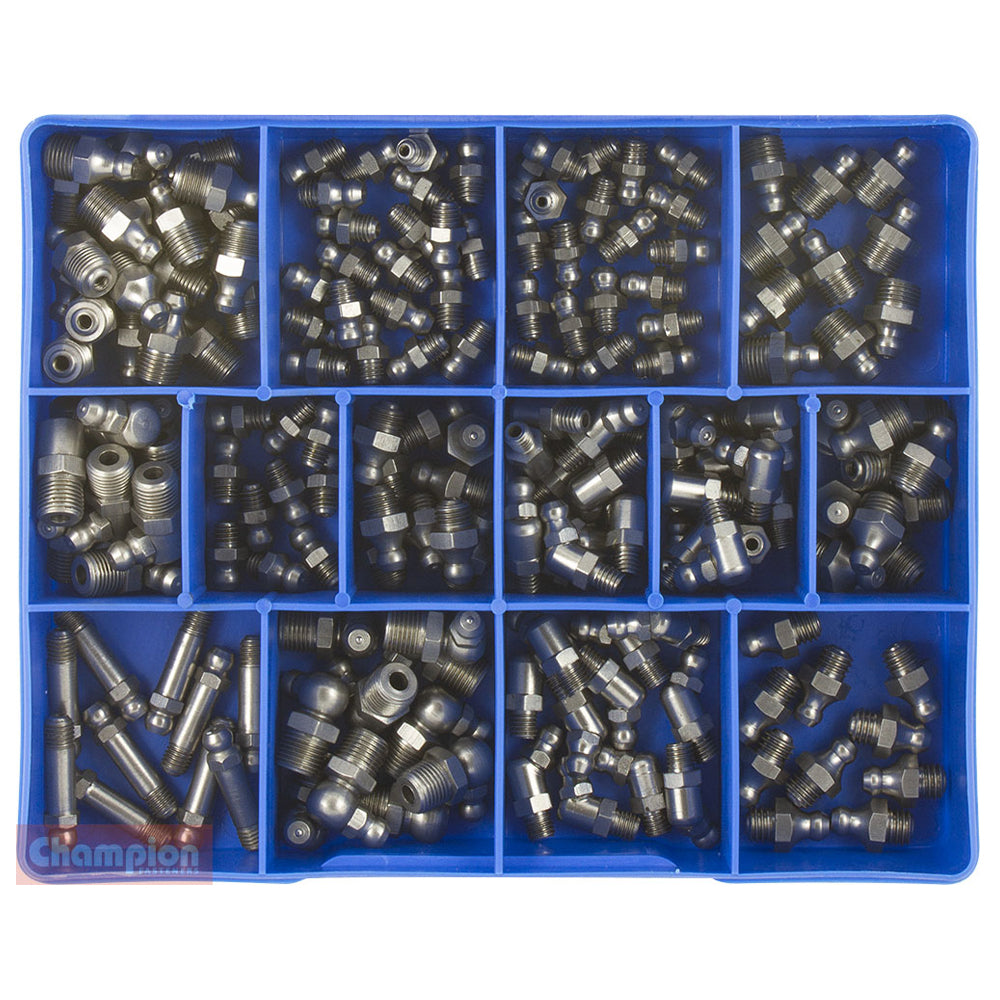 Grease Nipple Assortment Kit 170Pce Metric & Imperial 316/A4 CA1808 by Champion