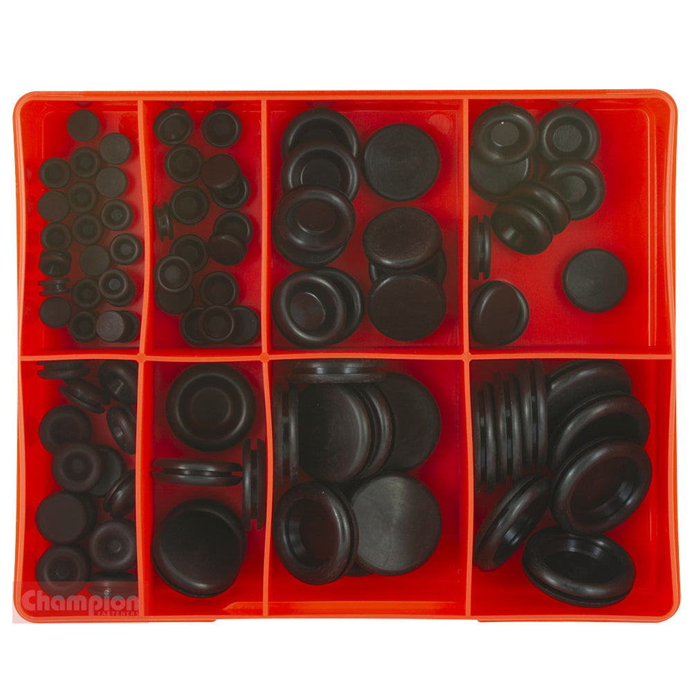 Rubber Blanking Grommets Assortment Kit 91Pce Metric CA90 by Champion