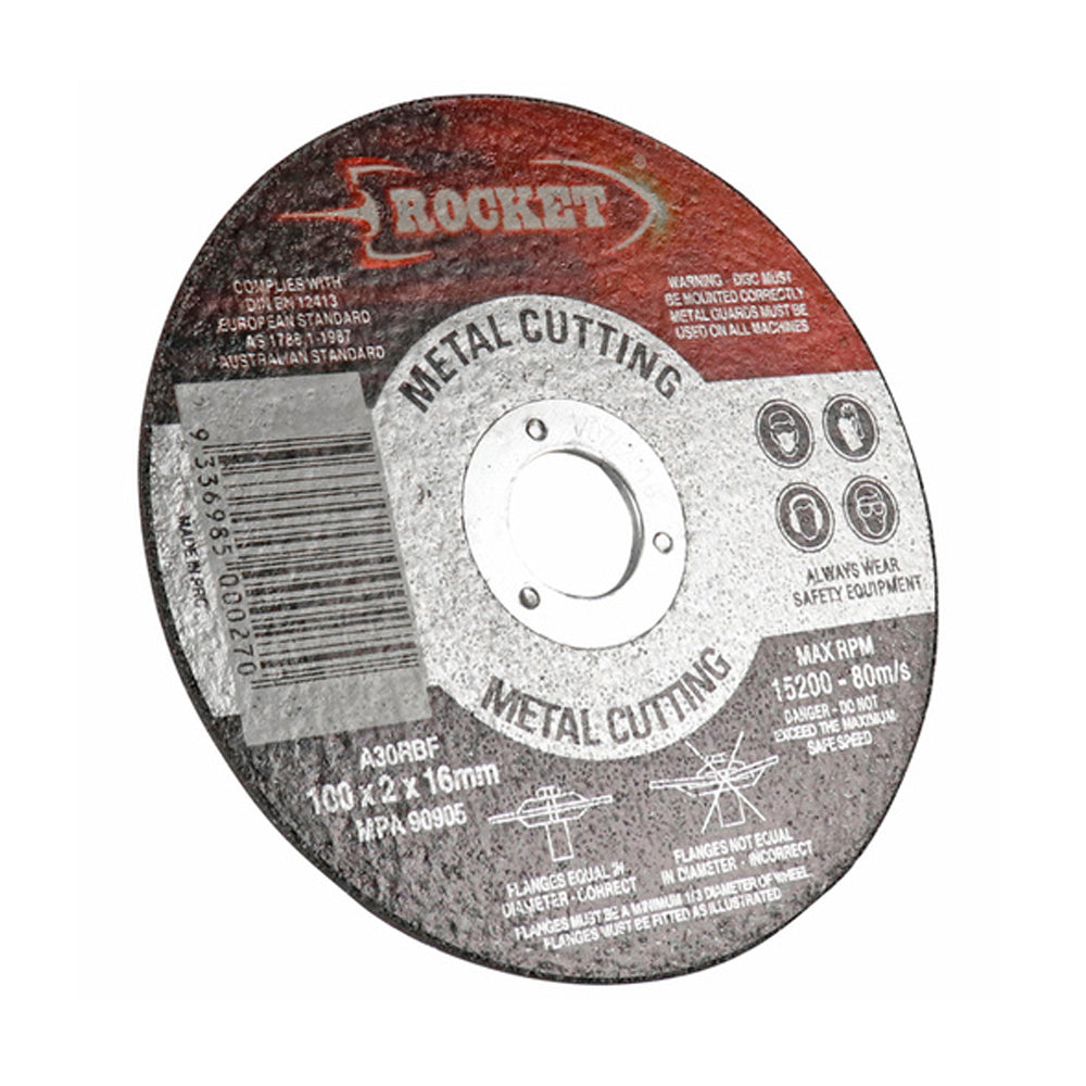 100mm (4") x 2mm x 16mm Angle Grinder Metal Cutting Disc CDM100216 By Rocket