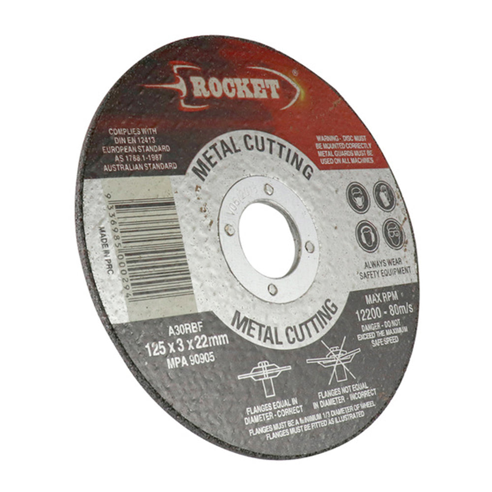 125mm (5") x 3mm x 22mm Angle Grinder Metal Cutting Disc CDM125322 By Rocket