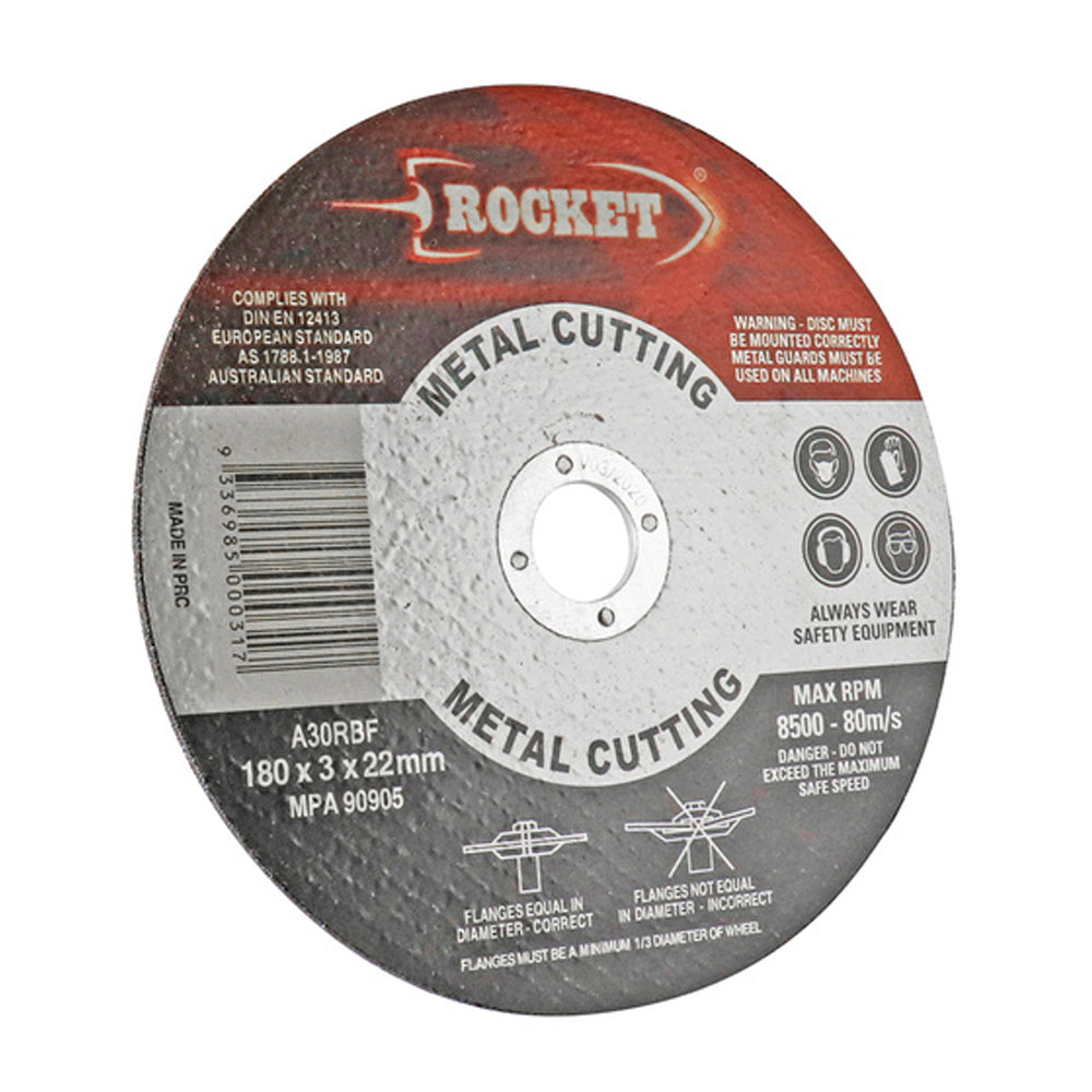 180mm (7") x 3mm x 22mm Angle Grinder Metal Cutting Disc CDM180322 By Rocket