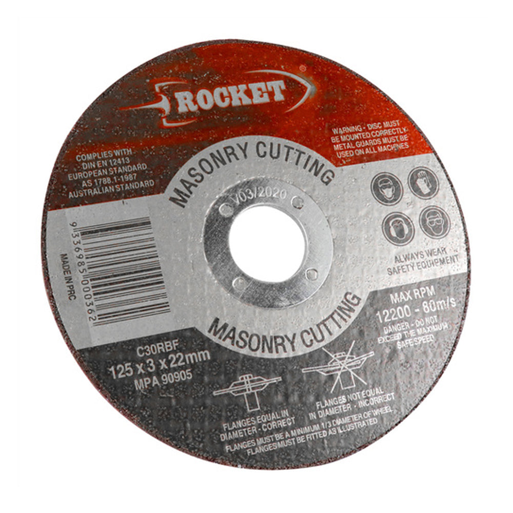125mm (5") x 3mm x 22mm Angle Grinder Masonry Cutting Disc CDMA125322 By Rocket