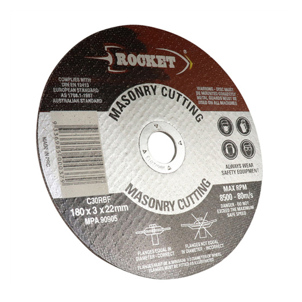 180mm (7") x 3mm x 22mm Angle Grinder Masonry Cutting Disc CDMA180322 By Rocket