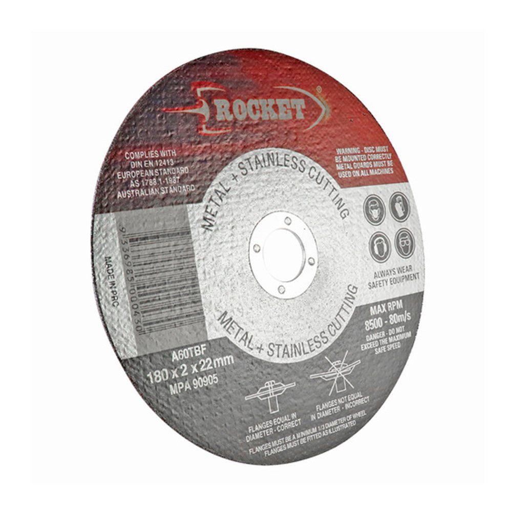 Metal - Stainless Steel Abrasive Cutting Disc 125mm (5") x 1mm Angle Grinder CDSS125122 By Rocket