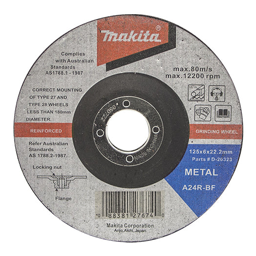 125mm x 6mm x 22.2mm Metal Grinding Disc by Makita