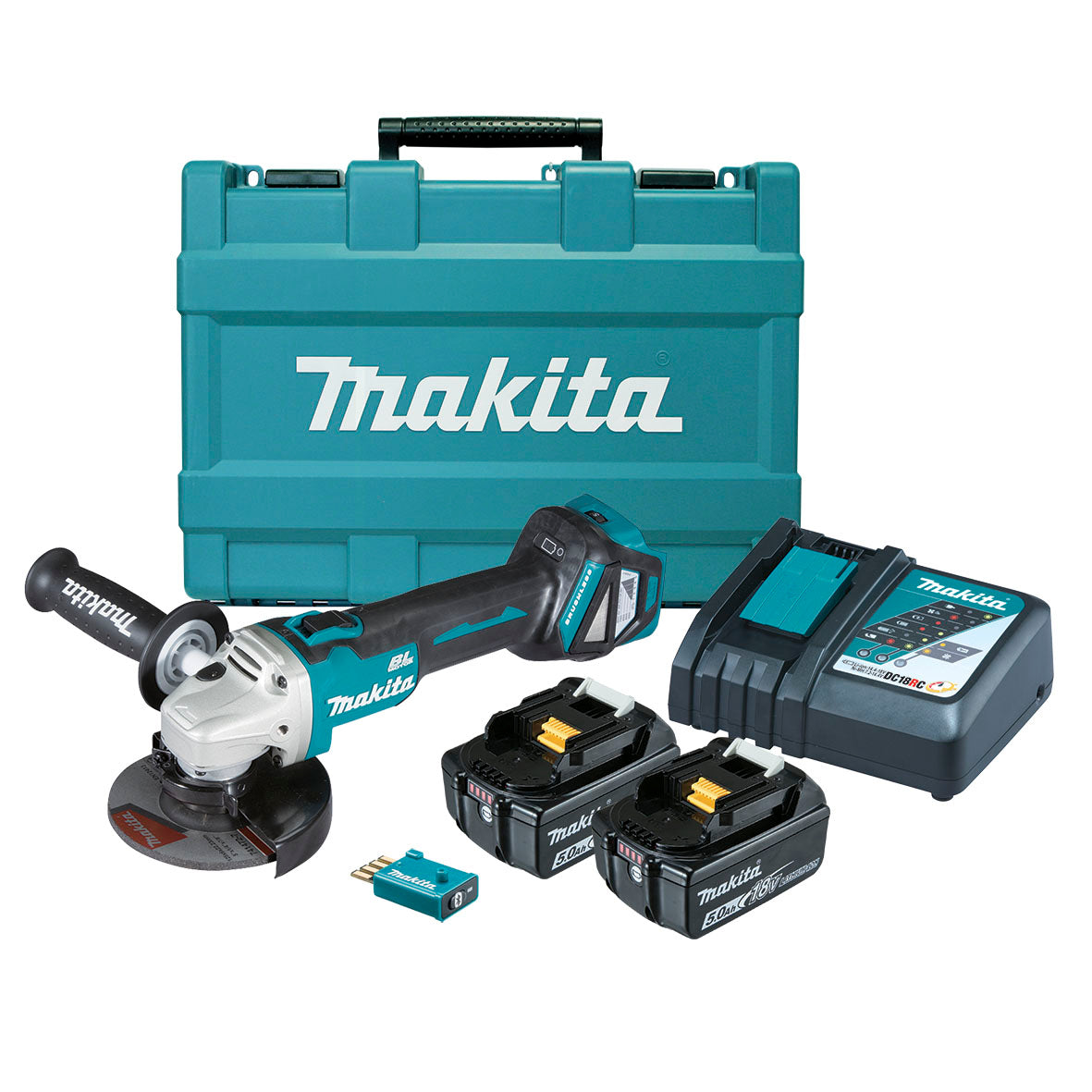 18V 5.0Ah 125mm Brushless AWS Angle Grinder Kit DGA512RTEU by Makita