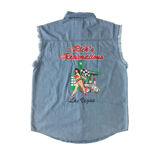 Official 'Ricks Restorations' Sleeveless Denim Shirt