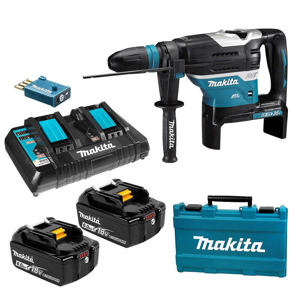36V 6.0AH (18V x 2) Brushless Rotary Hammer Combo Kit + with wireless unit DHR400G2UN by Makita