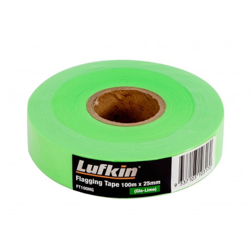 25mm (1") x 100m Fluoro Green Flagging Tape FT100HG by Lufkin