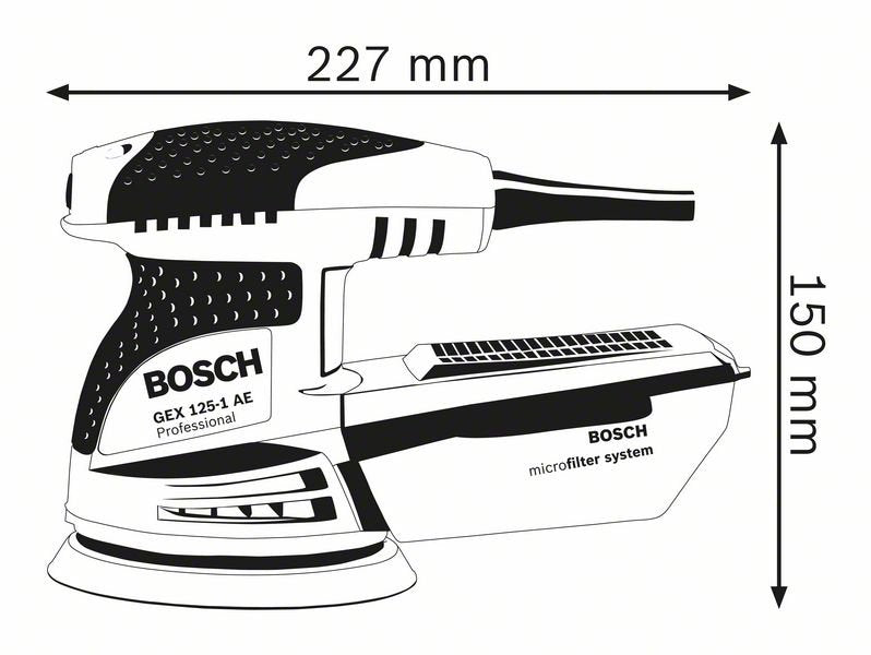 125mm (6") 250W Random Orbital Sander GEX125-1AE (0601387540) by Bosch