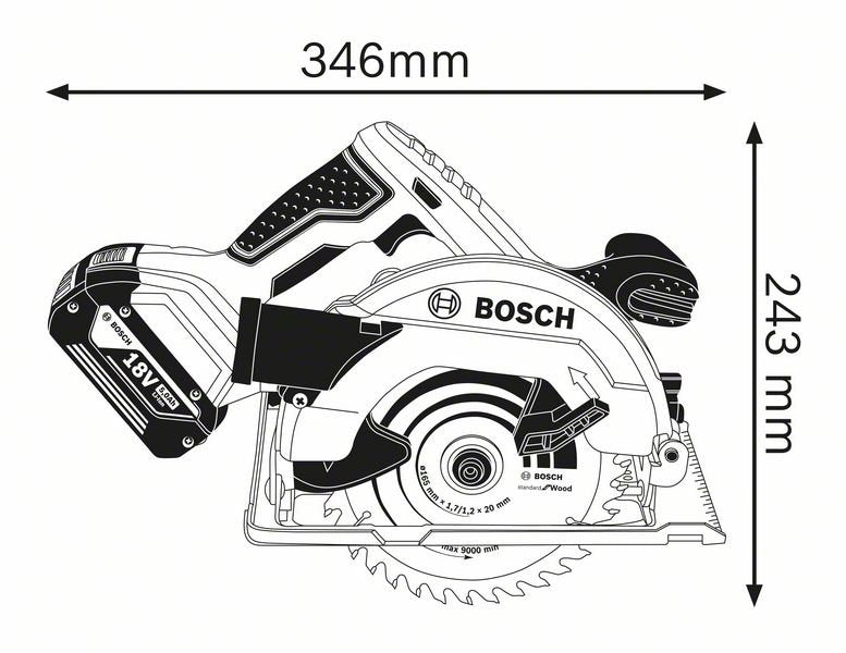 18V 165mm Circular Saw GKS18V57BB (06016A2240) by Bosch