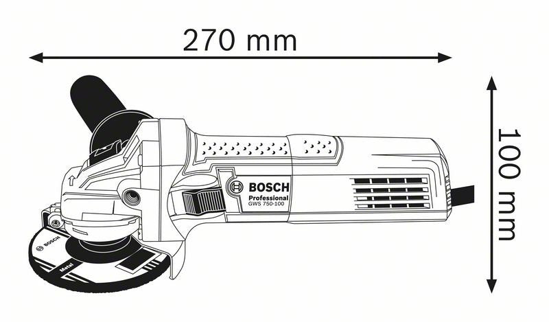 100mm 750W Angle Grinder GWS750-100 (0601394040) by Bosch