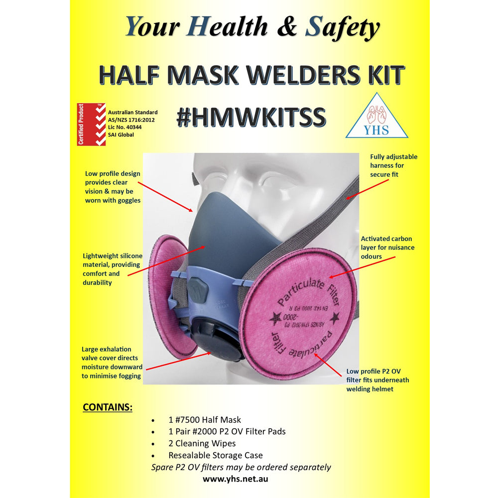 Half Mask Reusable Welders Respirator Kit P2 HMWKITSS by YHS