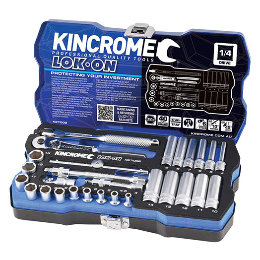 28Pce 1/4" Lock-On Socket Set K27002 By Kincrome