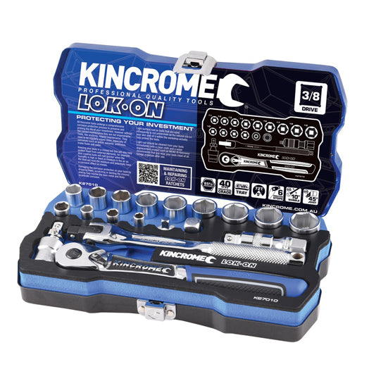 19Pce Lok-On Socket Set 3/8" Drive Metric K27010 By Kincrome