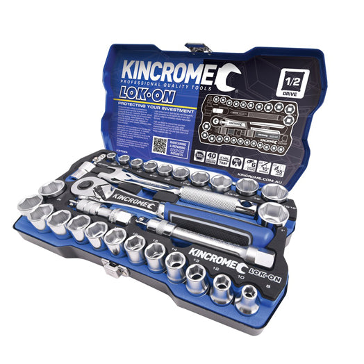 29Pce Socket Set 1/2" Metric + Imperial Lok-On K27024 By Kincrome