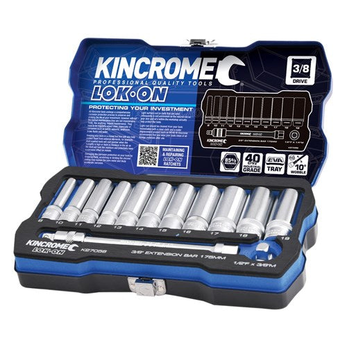 13Pce 3/8" Lock-On Socket & Extension Set K27056 By Kincrome