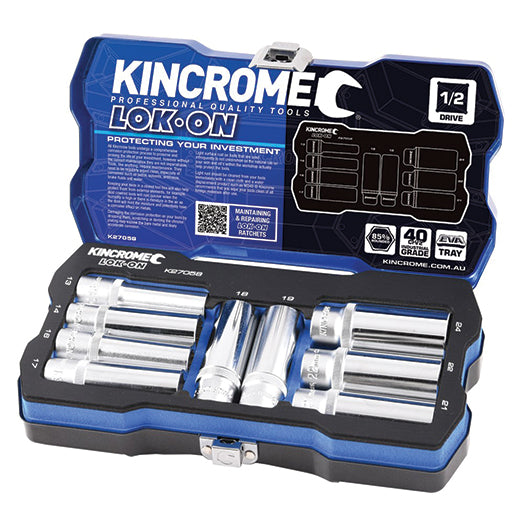 9Pce 1/2" Metric LOK-ON Socket Kit K27058 by Kincrome