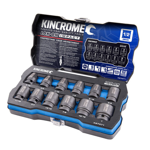 12Pce 1/2" Drive 5/16"-1" Imperial Impact Socket Set K27071 by Kincrome