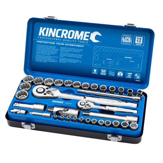 35Pce 1/4 + 1/2'' Socket Set Drive Metric K28030 by Kincrome