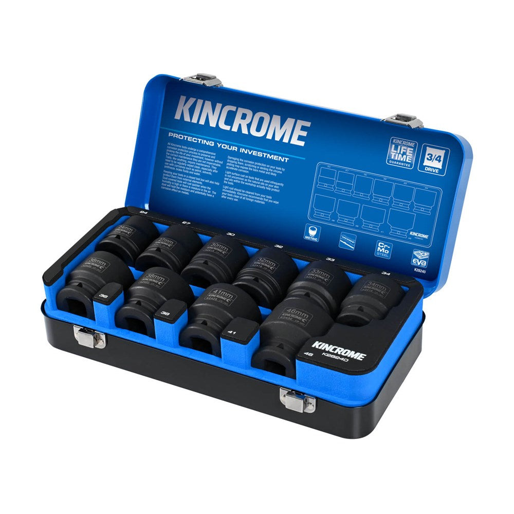 10Pce 3/4" Impact Drive Socket Set Metric K28240 By Kincrome