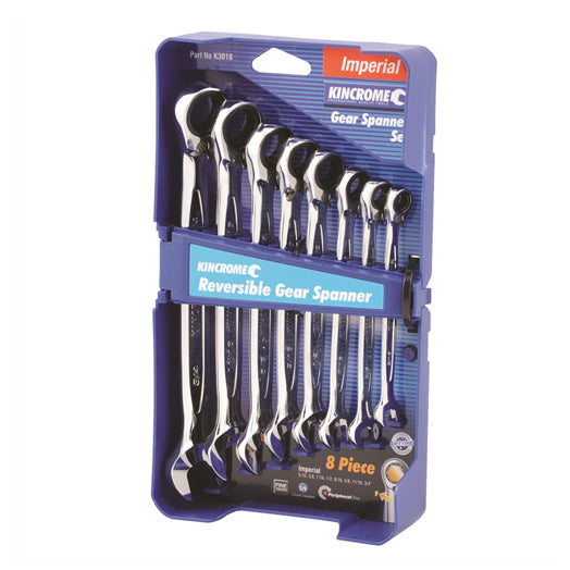 8Pce Imperial Reversible Combination Gear Spanner Set K3018 by Kincrome