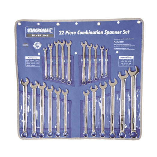 22Pce Imp / Met Combination Spanner Set K3029 by Kincrome