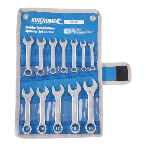 12Pce Stubby Combination Spanner Set K3039 by Kincrome