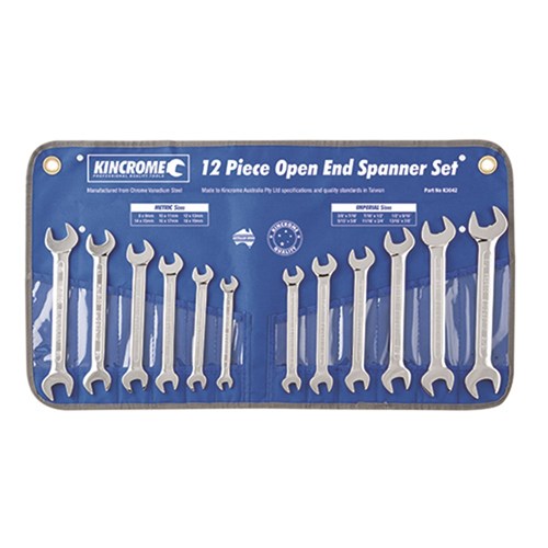 12Pce Open End Spanner Set Metric K3042 by Kincrome