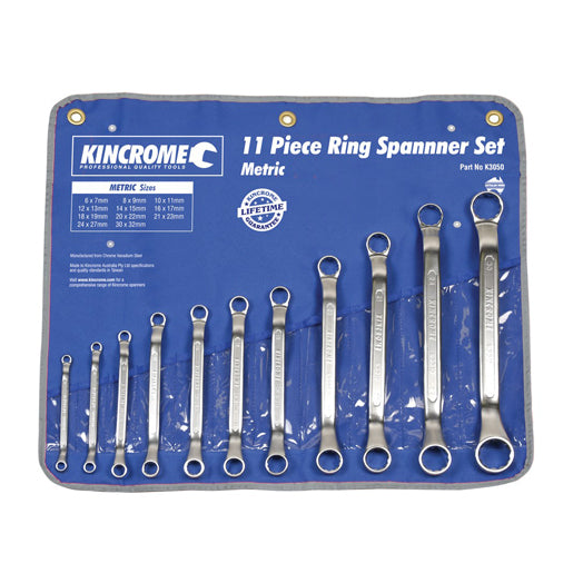 11Pce Spanner Double Ring Set Metric K3050 by Kincrome