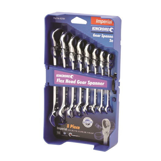 8Pce Combination Flex Head Gear Spanner Set K3701 By Kincrome