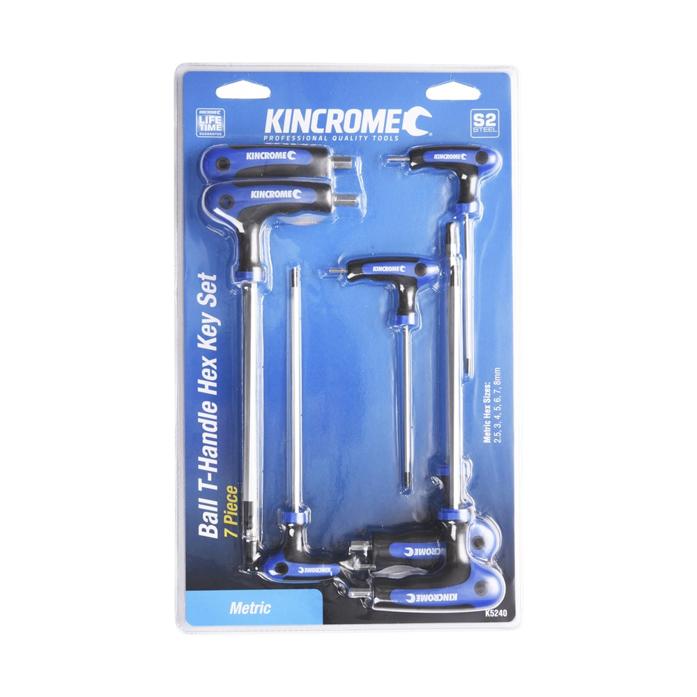 7Pce Moulded T-Handle Hex Key Set K5240 by Kincrome