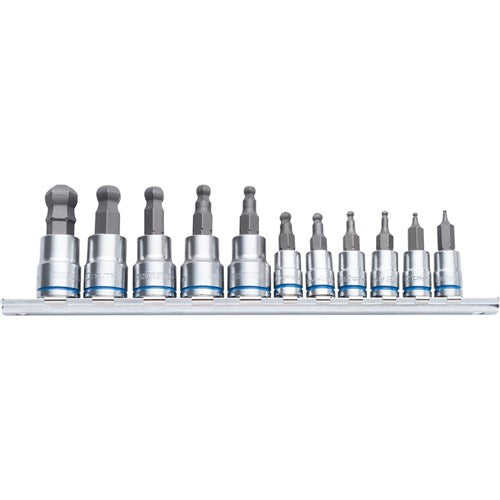 11Pce 1/4" & 3/8" Drive Ball-End Hex Socket Set Long Series Metric K5423 by Kincrome