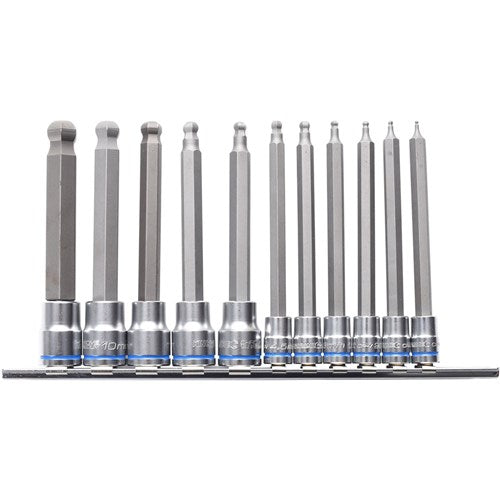 11Pce 1/4" & 3/8" Drive Ball-End Hex Socket Set Long Series Metric K5523 by Kincrome