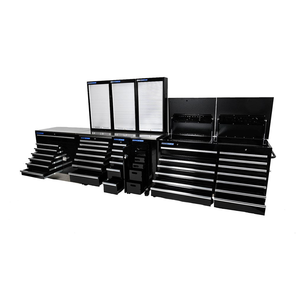 9Pce Black 33 Drawer Ultimate Storage Trade Centre Pro Trolley Set K7379 by Kincrome