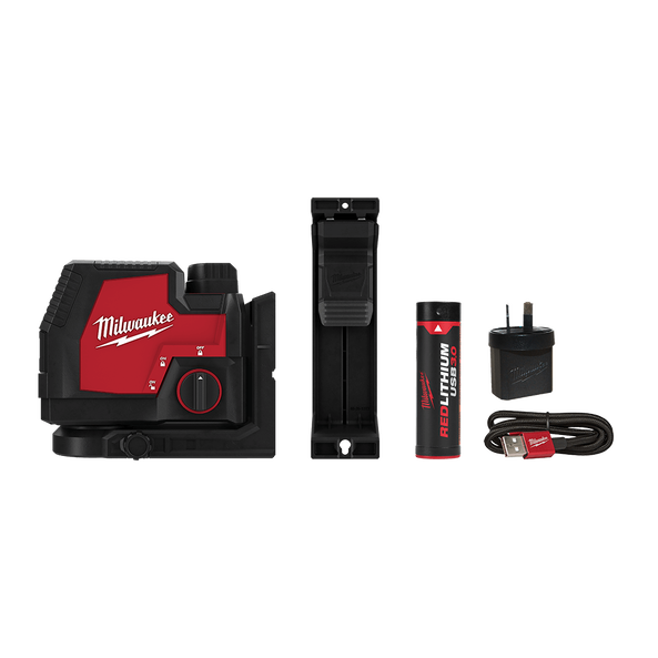 REDLITHIUM USB Rechargeable Cross Line Laser Kit L4CLL-301C by Milwaukee