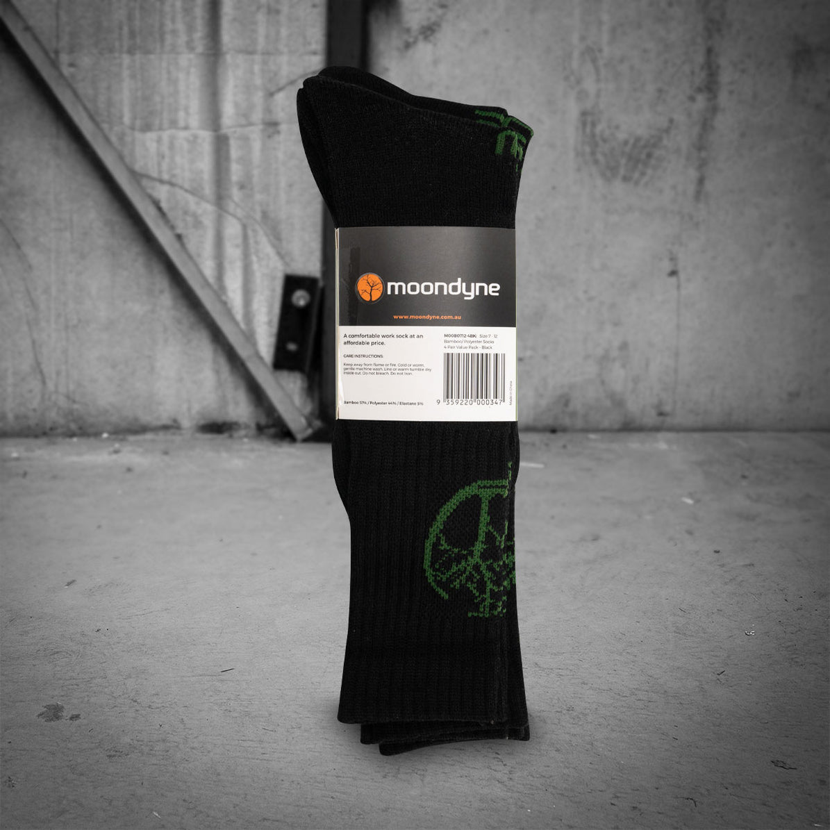 4 Pair Premium Bamboo / Polyester Promo Socks Black Size 7-12 M00B0712-4BK by Moondyne