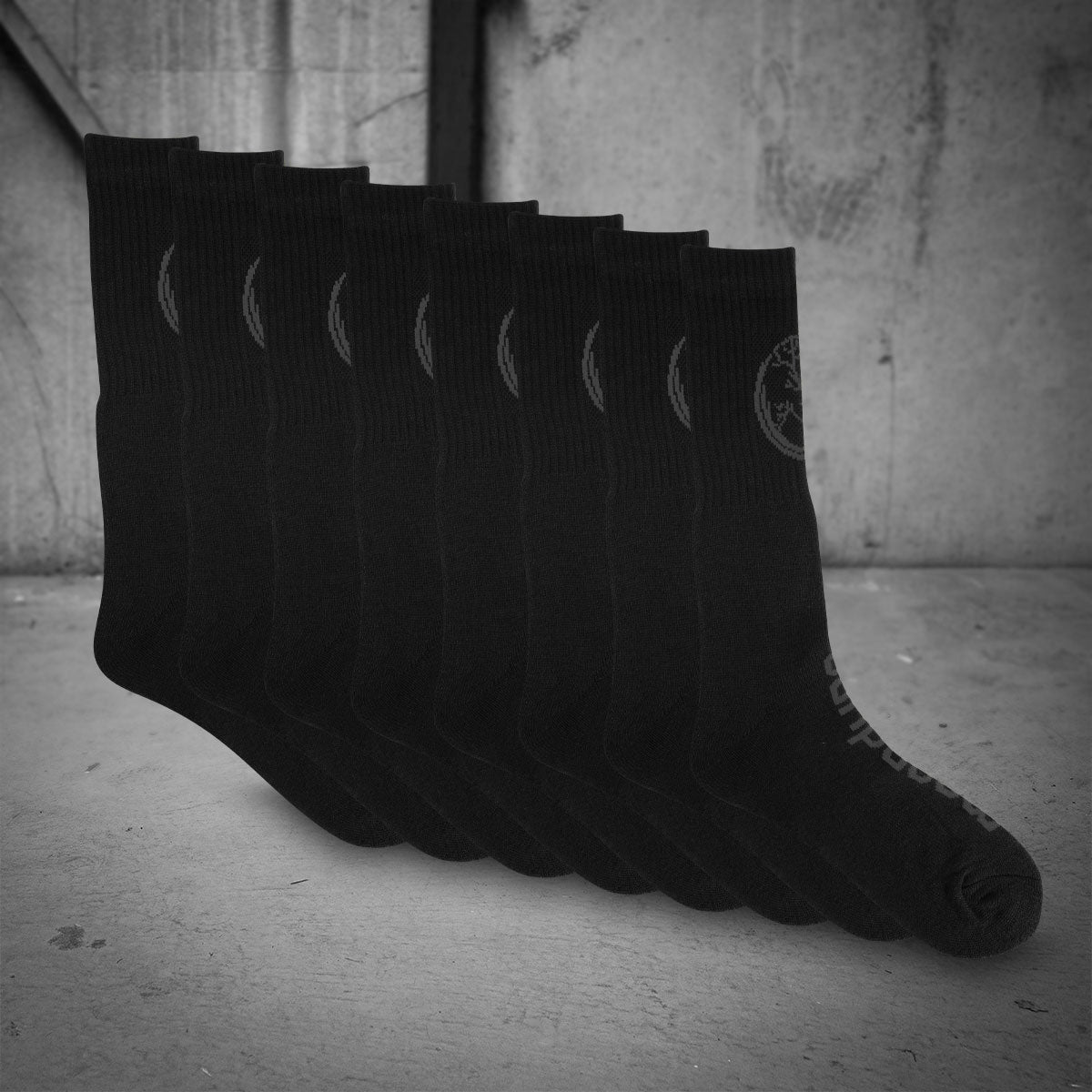 4 Pair Polyester Cotton Socks Black Size 7-12 M00C0712-4BK by Moondyne